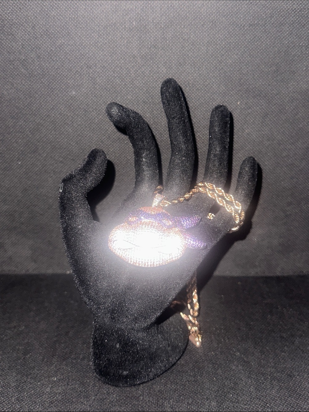 Rose Gold Chain Necklace with Purple and Rose Gold  Ninja Turtle Crystal Pendant